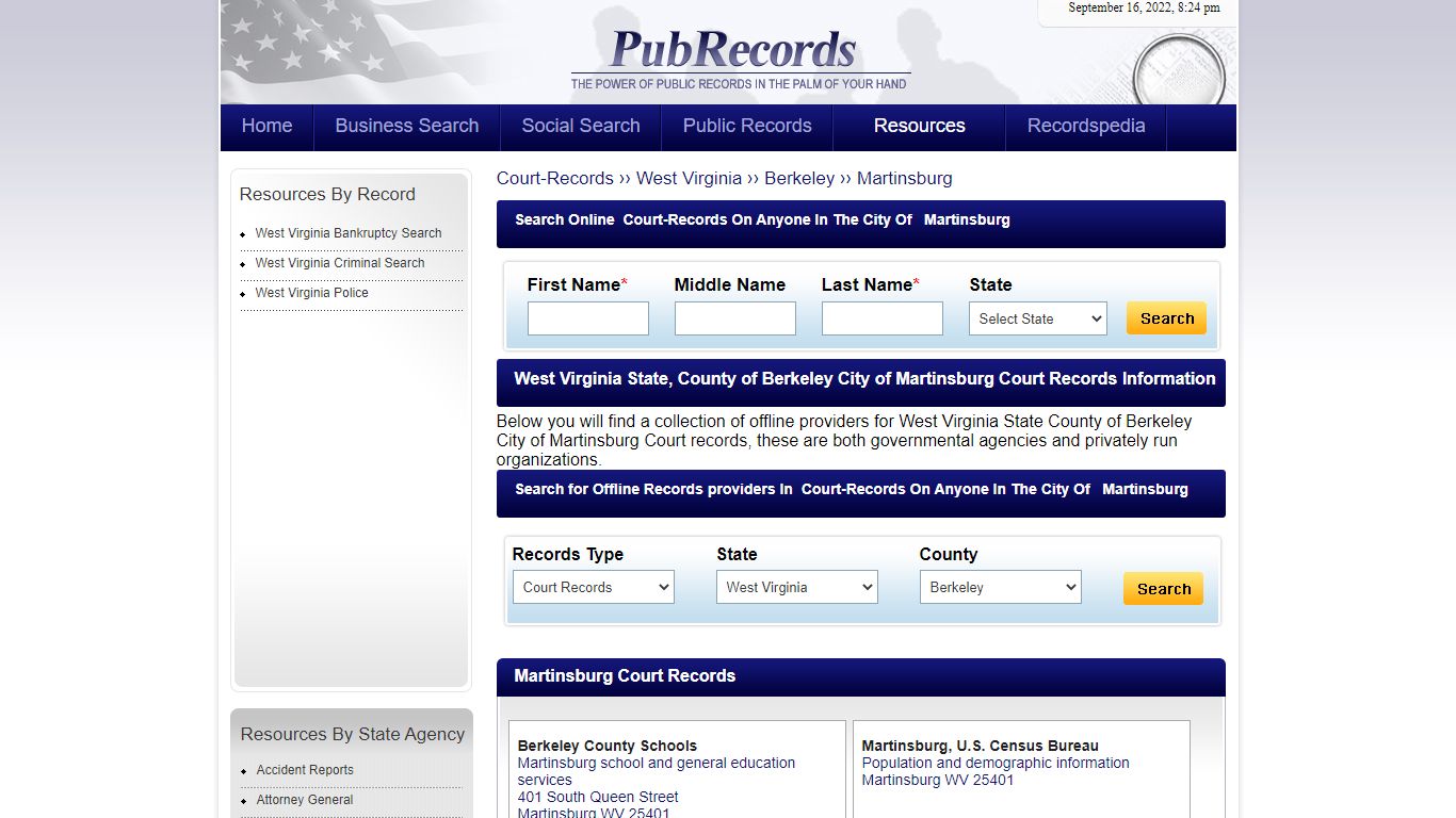 Martinsburg, Berkeley County, West Virginia Court Records